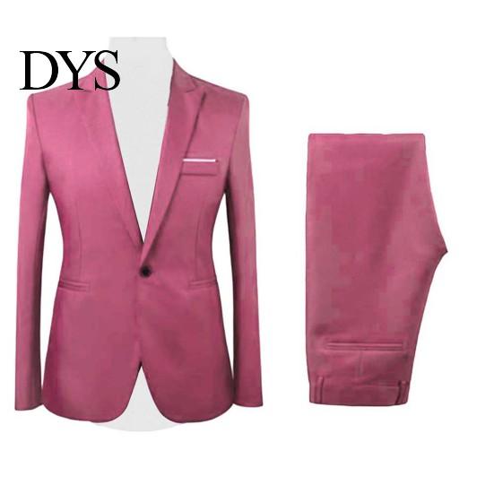 2 Pezzi/Set Uomo Formale Business Festa Tinta Unita Manica Lunga Blazer Abito Pantaloni
