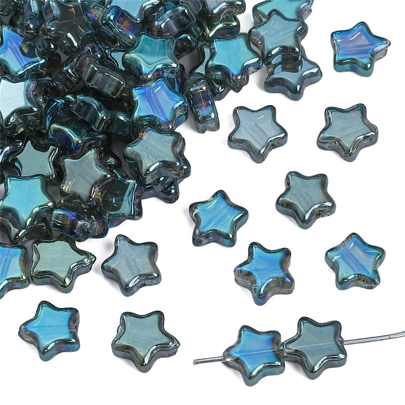 10 stk Pentagram krystallglassperler belagte fargede løse avstandsperler for DIY-kjede armbånd smykker