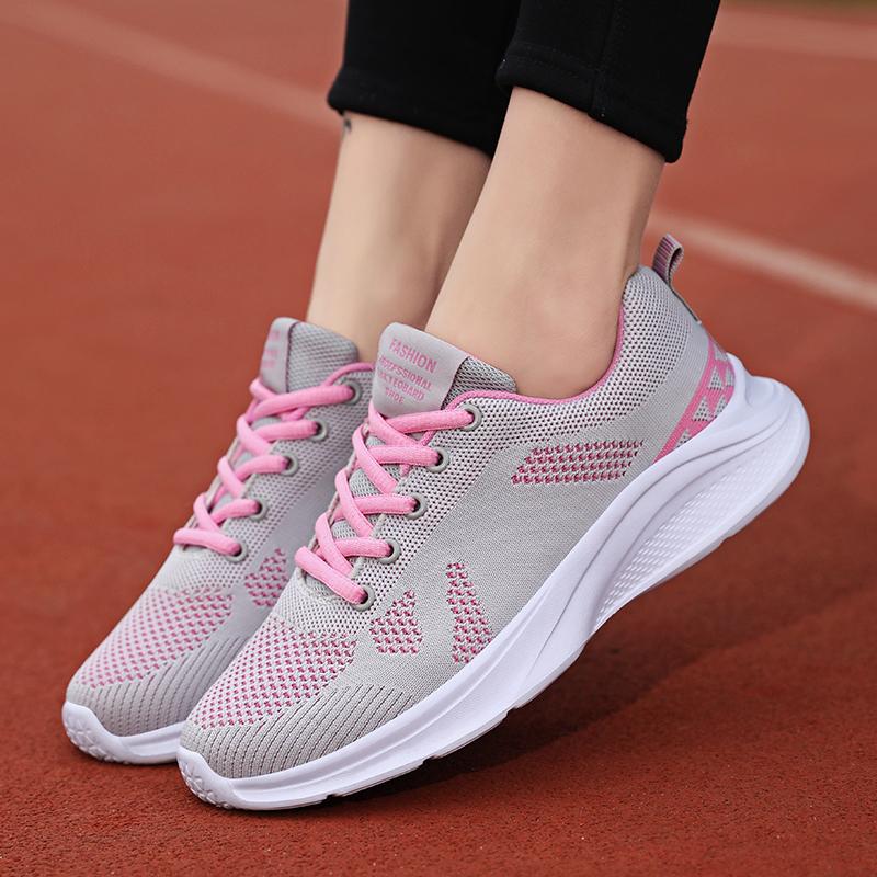 Women's Flying Woven Running Shoes Spring and Summer Low Cut Lightweight Breathable Mesh Casual Sports Shoes