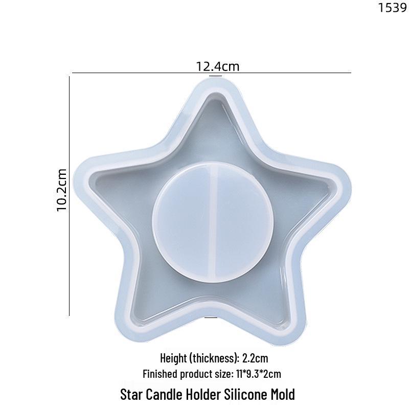 

Poppy DIY Crystal Epoxy Mold: Five-Pointed Star Candle Holder Silicone Mold for Home Decoration.