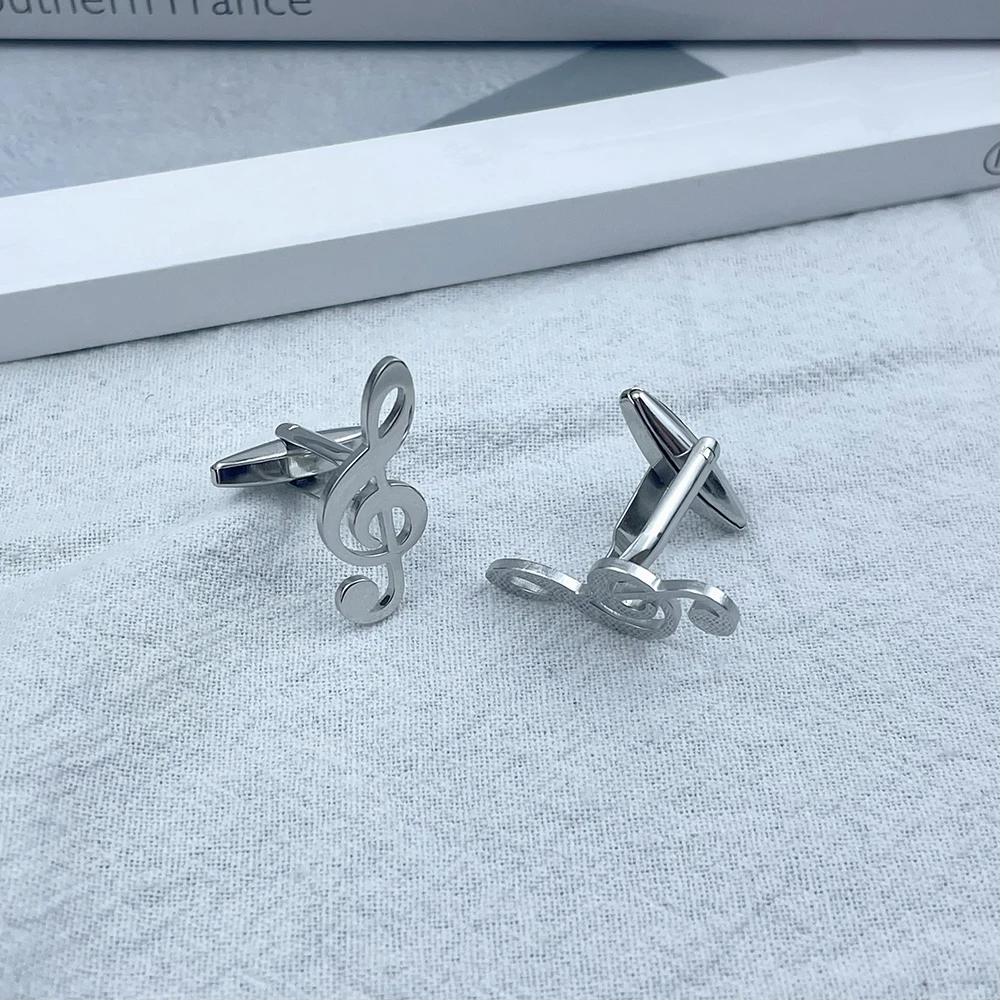 1 Para Modnych Spinek do Mankietów Muzycznych Męskie Stal Nierdzewna Wysokiej Jakości Spinki do Mankietów Nuty Muzyczne Biznesowe Francuskie Spinki do Koszuli Biżuteria