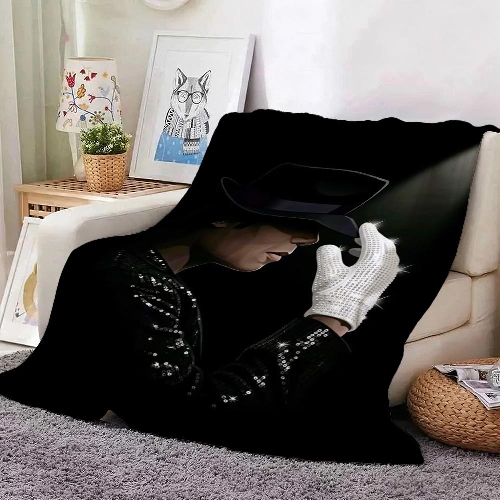 Michael Jackson Pop Theme Printed Blanket Warm Comfortable Fleece Blanket For Camping Travel Home Decor Holiday Gift