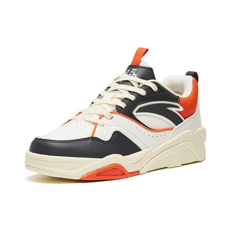 Anta Flame 3.0 Lightweight Cushioning Low Top Skateboard Shoes Men's White Orange 112248089-3