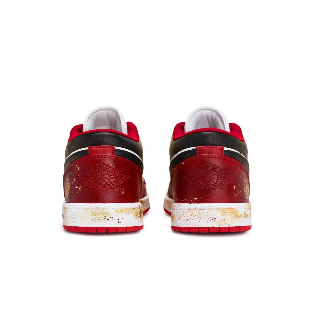 Jordan Air Jordan 1 811 Manufacturing, Welcoming The New Year Low Top Vintage Basketball Shoes Unisex Red White Gold 553558-166(Team80-)