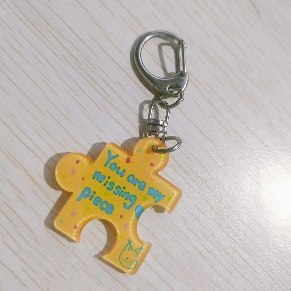 Korean Style Accessories Acrylic Puzzle Text Keychain Multicolour  Niche Design   Gifts