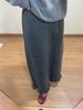 Women's French Black Polka Dot Knit Midi Skirt with Wood Ear Edge – Autumn/Winter High Waist Slim-Slit Design.