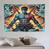 Samurai Dragon Warrior Tapestry Epic Anime Wall Art Perfect Your Bedroom or Living Room Decor Featuring Mythical Dragon Design