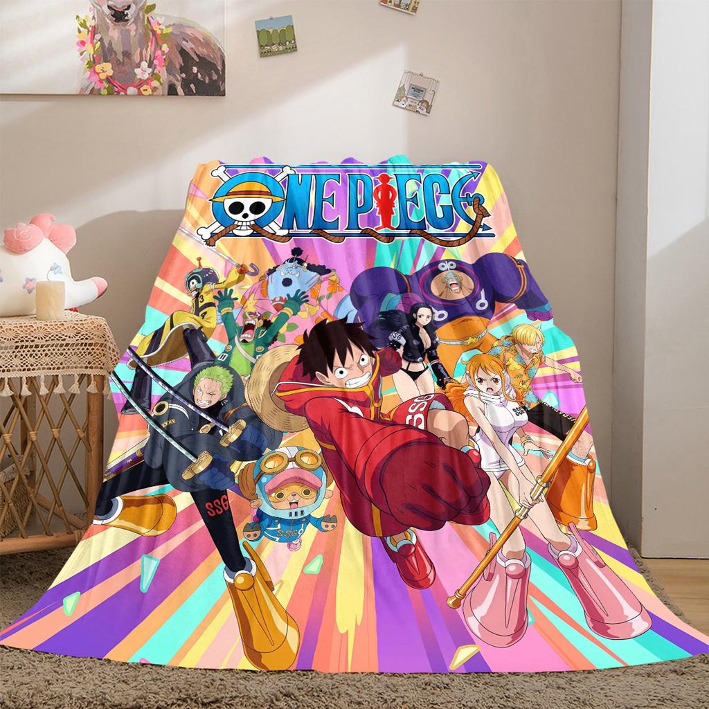 One Piece Anime Luxury Flannel Lightweight Blanket Home Decor Sofa Bed Travel Cover Family Gift LXR142