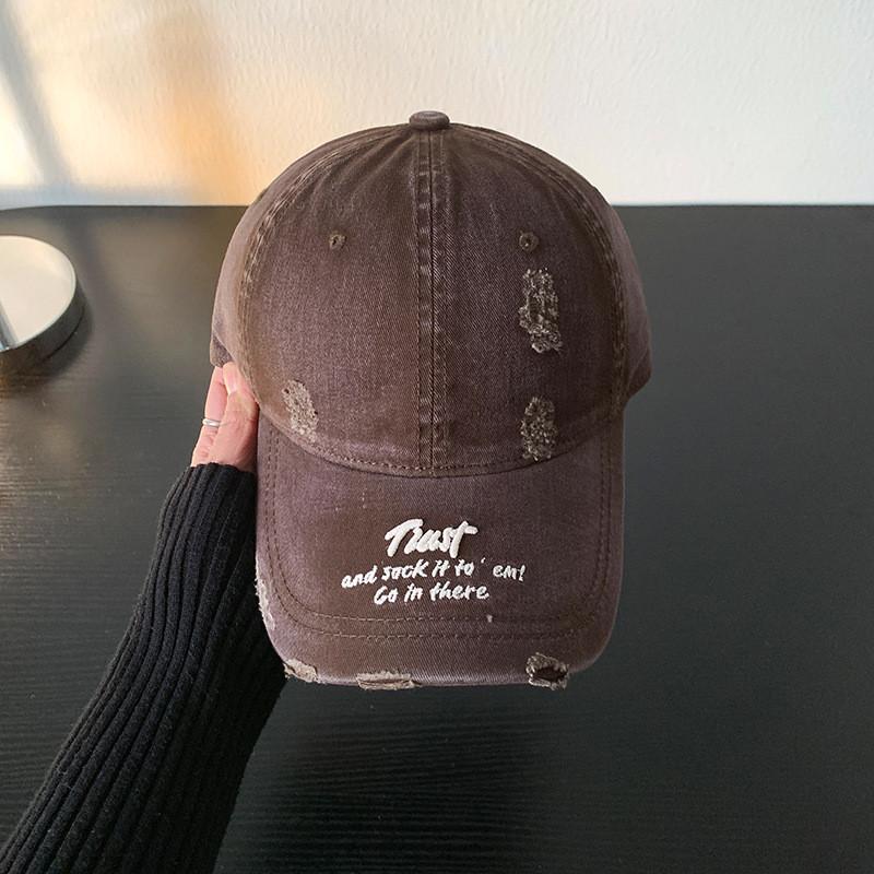 Street Dance Cap With Embroidered Lettering And Sun Shield For Summer Casual Wear Brown