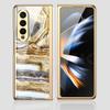Luxury Plating Frame Case For Samsung Galaxy Z Fold 4 5G Painted Pattern Tempered Glass Hard Cover For Galaxy Z Fold5 4 3 Case