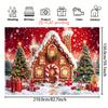 1pz Stoffa Sfondo Invernale Natalizio Albero di Natale Scatola Regalo Neve Casa di Pan di Zenzero Design Striscione Sfondo Festa