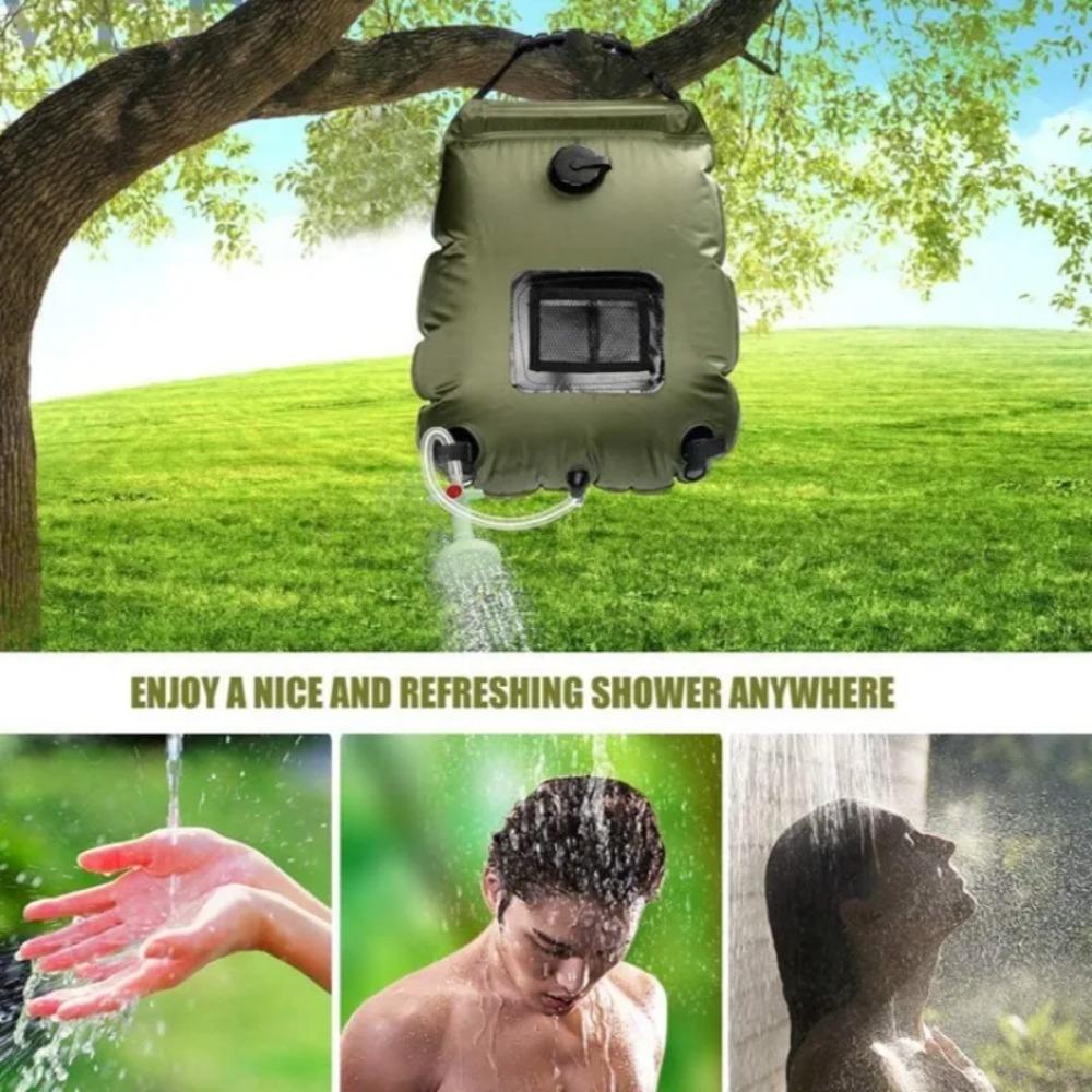 BEPAN 20L Portable Outdoor Solar Shower Bag Camping Hanging Water Heater Bag Beach Hiking Travel Lightweight Leak Proof Multi Purpose