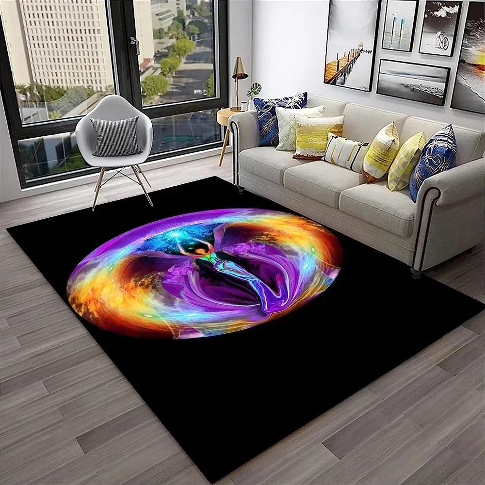 Naturalize Yoga Meditation Floor Mat with Rainbow 7 Chakra Design Soft Non-Slip Carpet for Living Room Stylish Rug for Bedroom