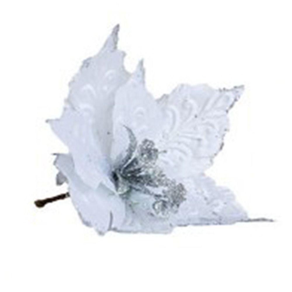 

Glitter Artificial Christmas Flower Plastic Christmas Tree Ornaments Simulated Wealth Flower Xmas белый