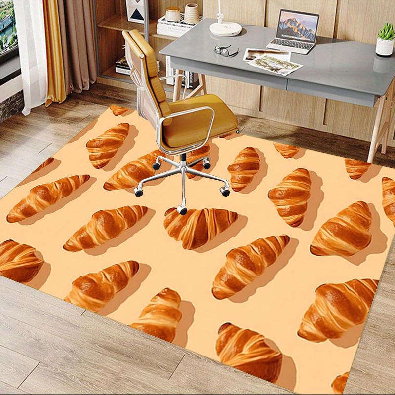 1PC Croissant Bakery Extra Large Non Slip Floor Carpet, Office, Family, Bedroom, Studio Large Area Rug Indoor Rugs, Vibrant Colors