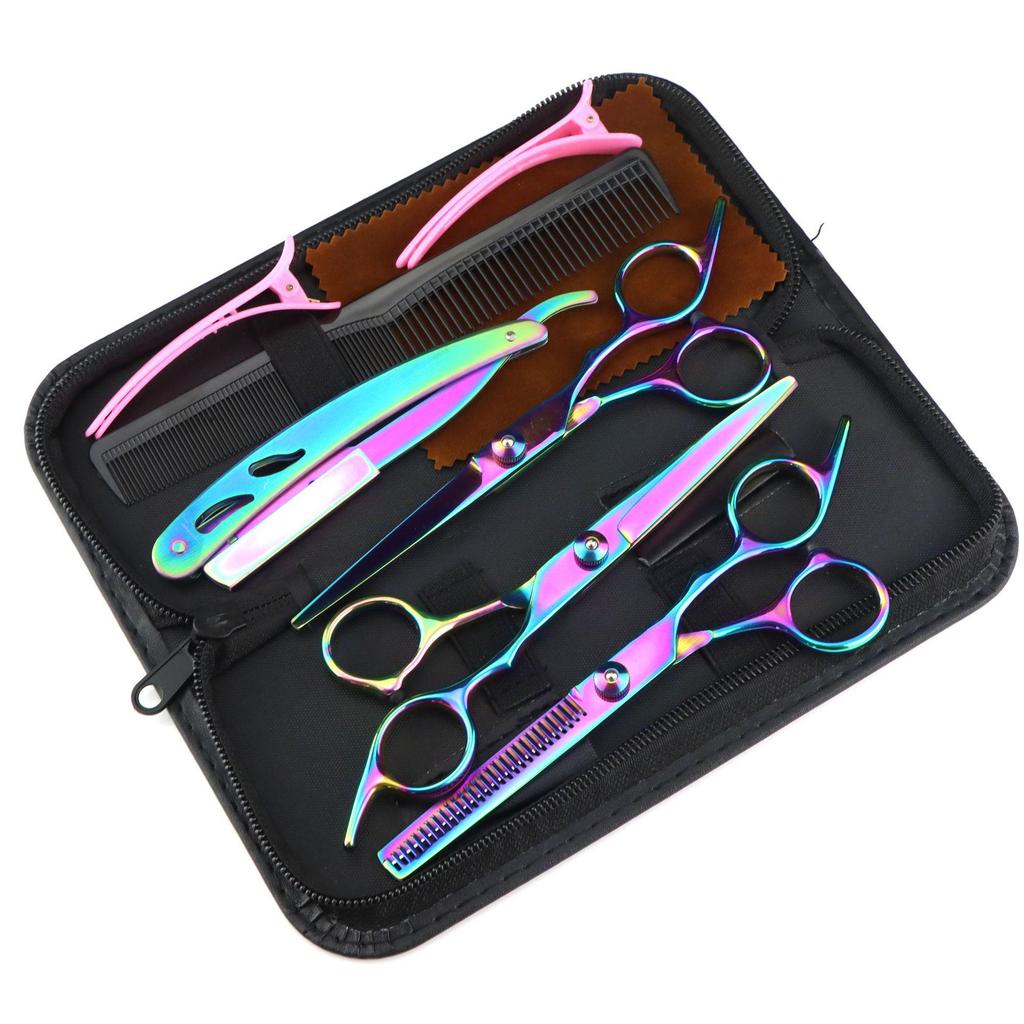 Professional 6" Straight & Thinning Hair Scissors Set for Adults & Kids Haircuts & Bangs