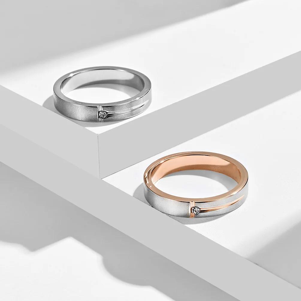 Woman Men Rings for Engagement Wedding Anniversary Jewelry Gift T-Shaped Matte Finish Ring