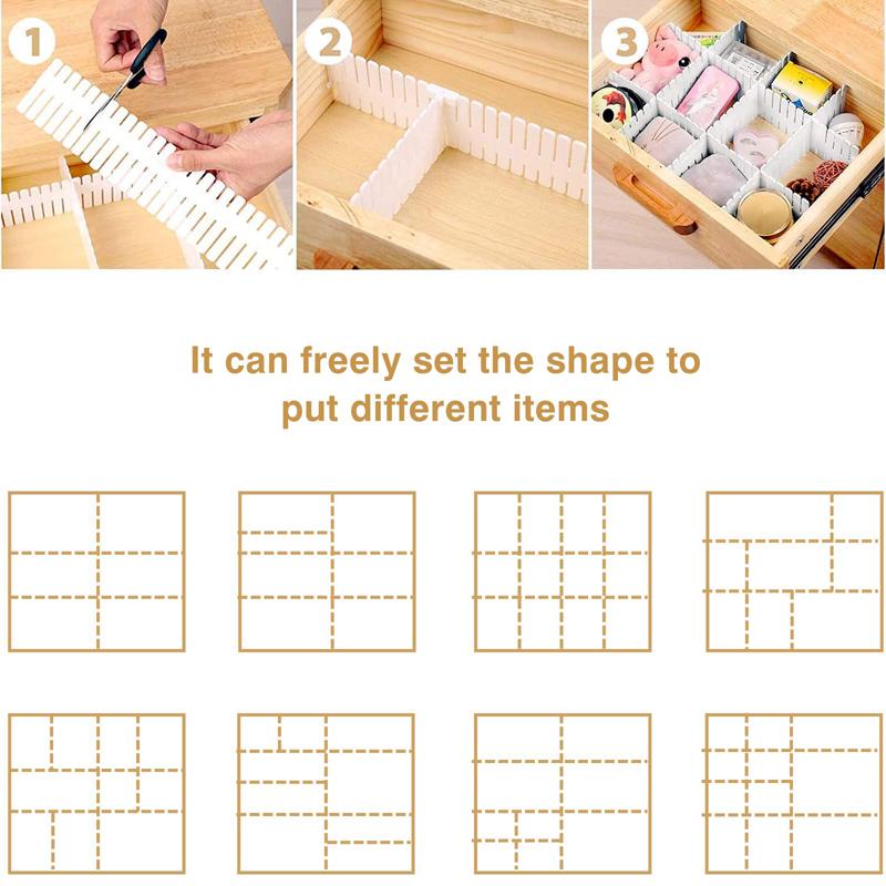 Drawer Dividers, Adjustable Dividers, Used To Organize Sundries, Tableware, Underwear and Socks, Suitable for Multiple Scenes