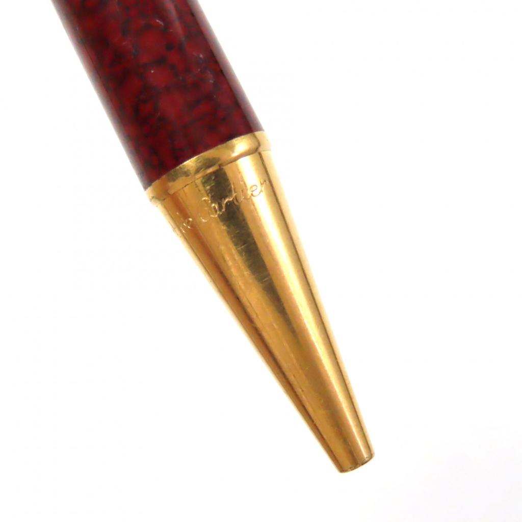 Cartier Ballpoint pen Trinity Logo Engraved Twist Type Bordeaux gold Used