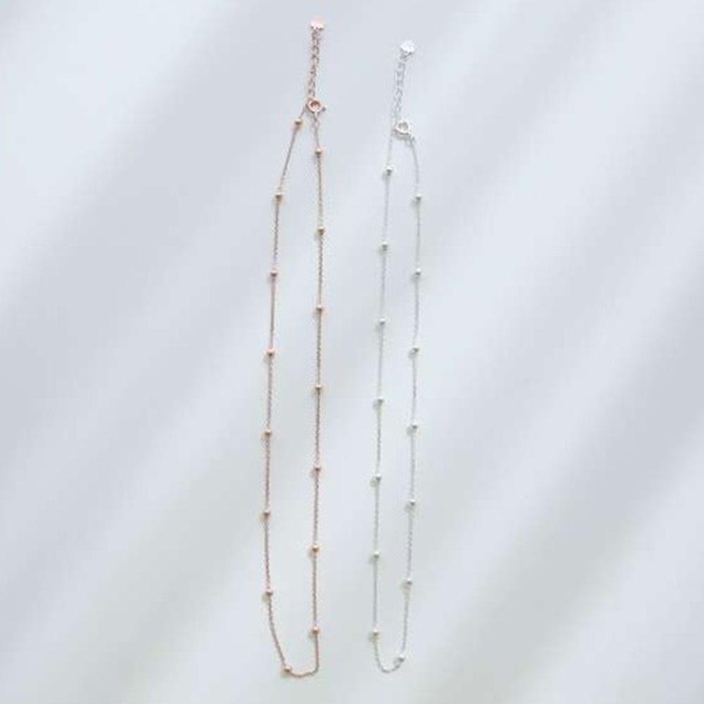 [Aslit] 925 Silver 3mm Silver Ball Beads Chain Necklace_Unplated