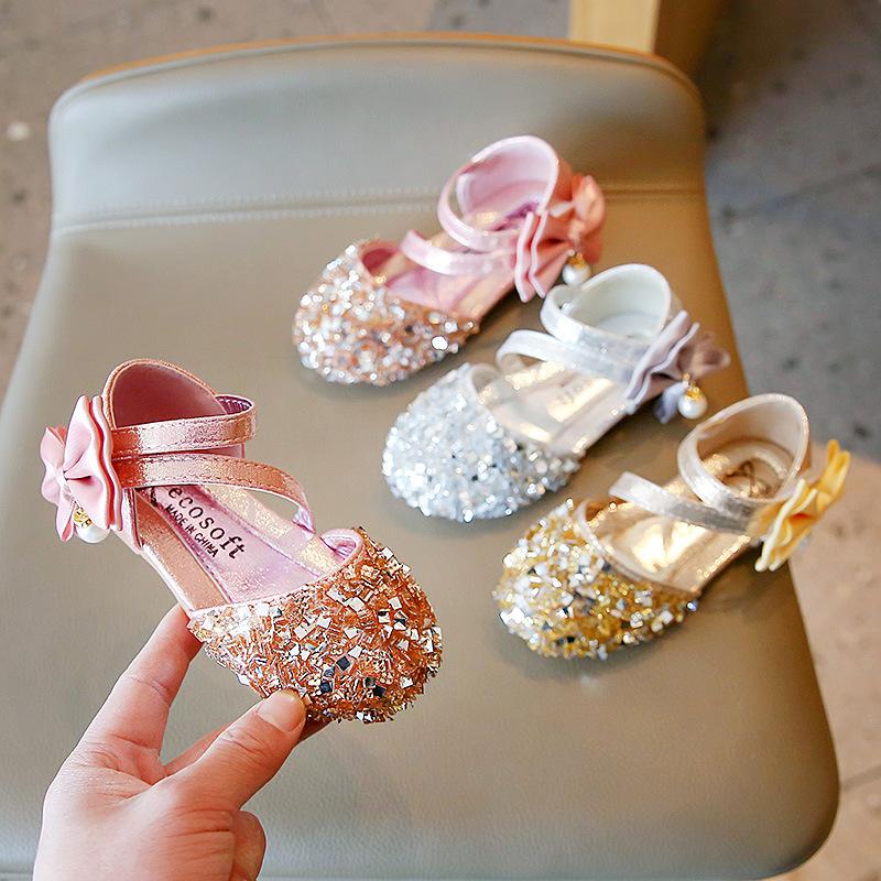 New Girl Shoes Summer Versatile Shiny Princess Shoes Exquisite Sweet Versatile Sandals Anti Slip Retro Simple Classic Kid Shoe