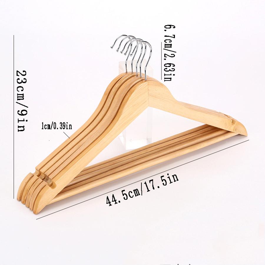 5PCS Wooden Hangers Non-marking Sun Racks Wooden Suit Clothes Hangers Suitable for Shirts Jackets Dresses Trousers Hotel Clothes