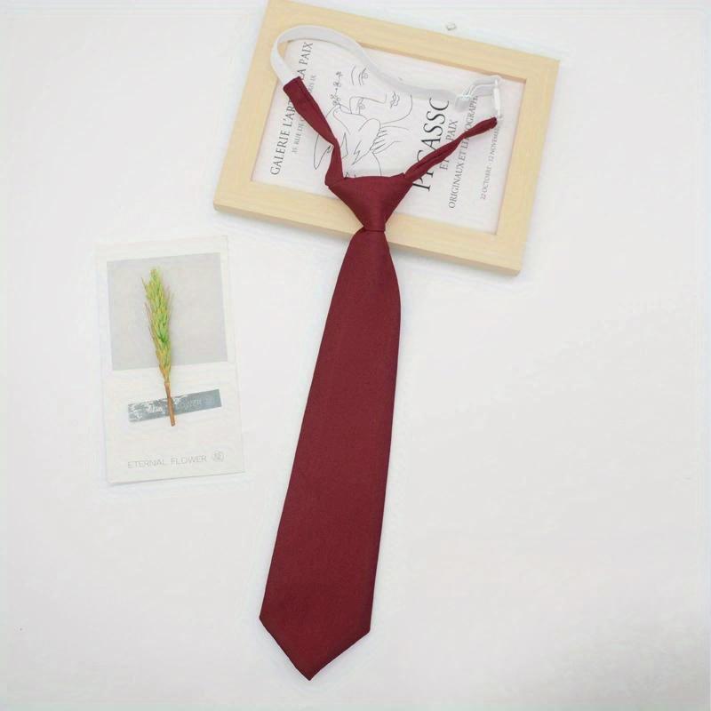 Lazy Small Necktie Black Wine Red Solid Dark Blue Korean Women Sweet Basic Style School Uniform Classic Ties