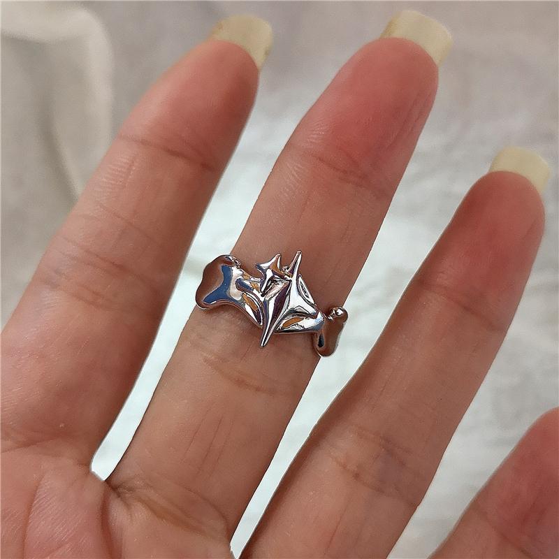 Kpop Goth Punk Vintage Aesthetic Geometric Irregular Star Silver Color Ring For Women Egirl Grunge Y2K EMO Jewelry Accessories