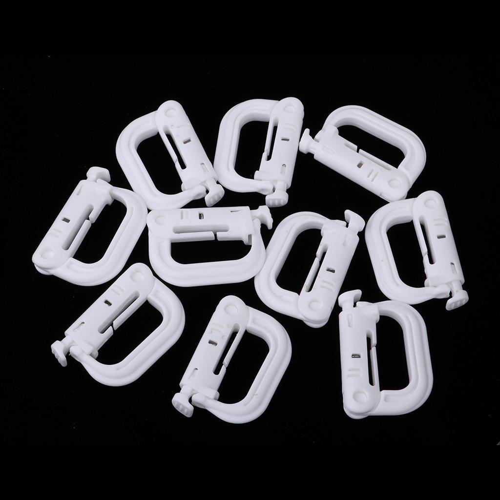 10pcs Molle Locking Webbing Buckle Carabiner Climbing Hook White