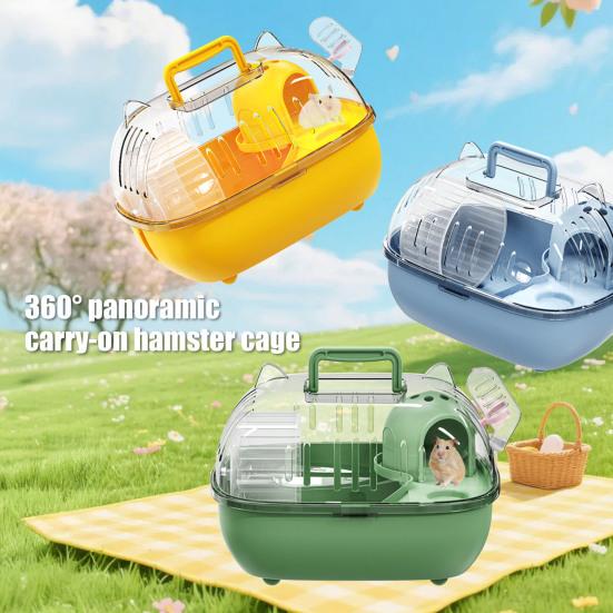 Travel Hamster Cage Small Pet Carrier with Transparent Viewing Dome Pet Crate with Ventilation Slots for Vet Trips Picnics Mice Gerbils Reptiles