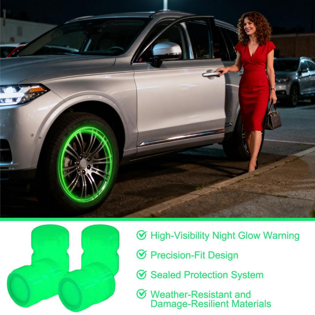 Däckskydd 4-delars UV-skydd Gadget Däckventilhattar För Fordon Natt Utomhus Garage Sportfälg