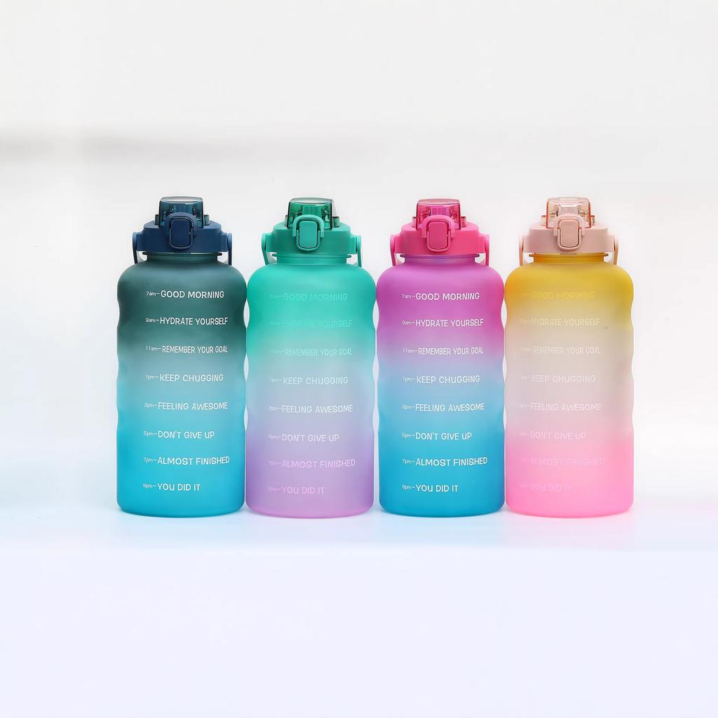 Water bottle large capacity gradual change water cup advanced sense elastic cover with straw portable kettle outdoor sports fitness direct drinking