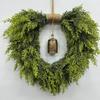 50cm Heart-Shaped Bell Wreath Christmas Door Wall Decor Plastic Pinecone Cedar Style American Home Holiday Decoration