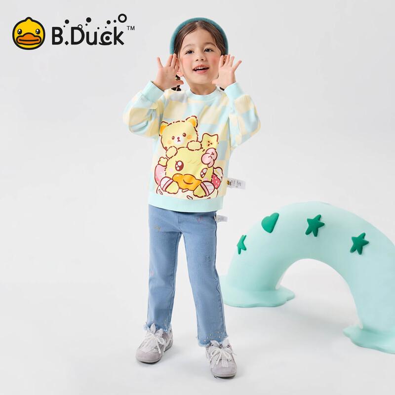 B.Duck Girls' Casual Plaid Pullover Sweatshirt