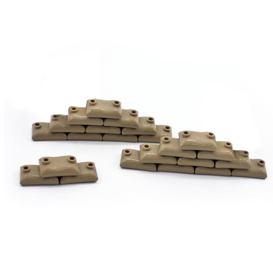 30/50 PCS Military Sandbag DIY Army Scene Parts Compatible WW2 Soldier Figures Weapon Building Blocks Toys For