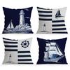 Nautical Theme Cushion Pillowcase Printed Polyester 40/45/50cm Throw Pillowcover Decorative Sofa Cushion Pillowslip Home Decor