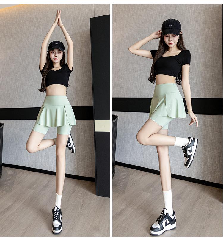 Women's Plus Size Summer Cycling Yoga Skirt Pants with Pockets – Lightweight Fake Two-Piece Design