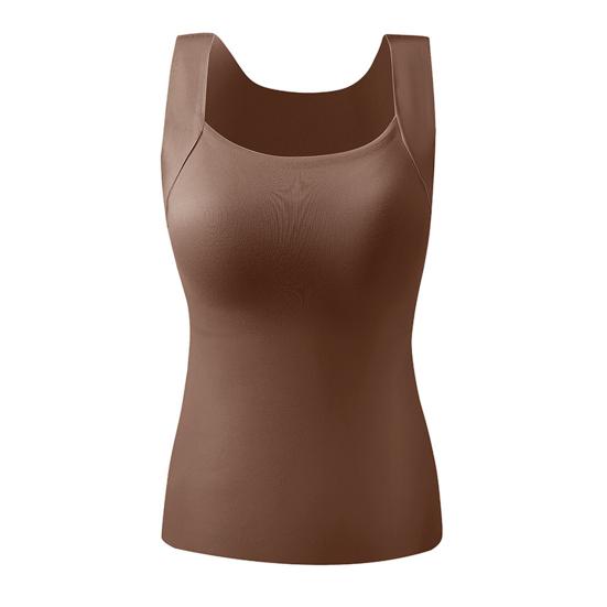 Thermal Tank Top for Womem Sleeveless Camisole Shirt with Bulit-in Bra Warm Undershirt Base Layer for Cold Weather