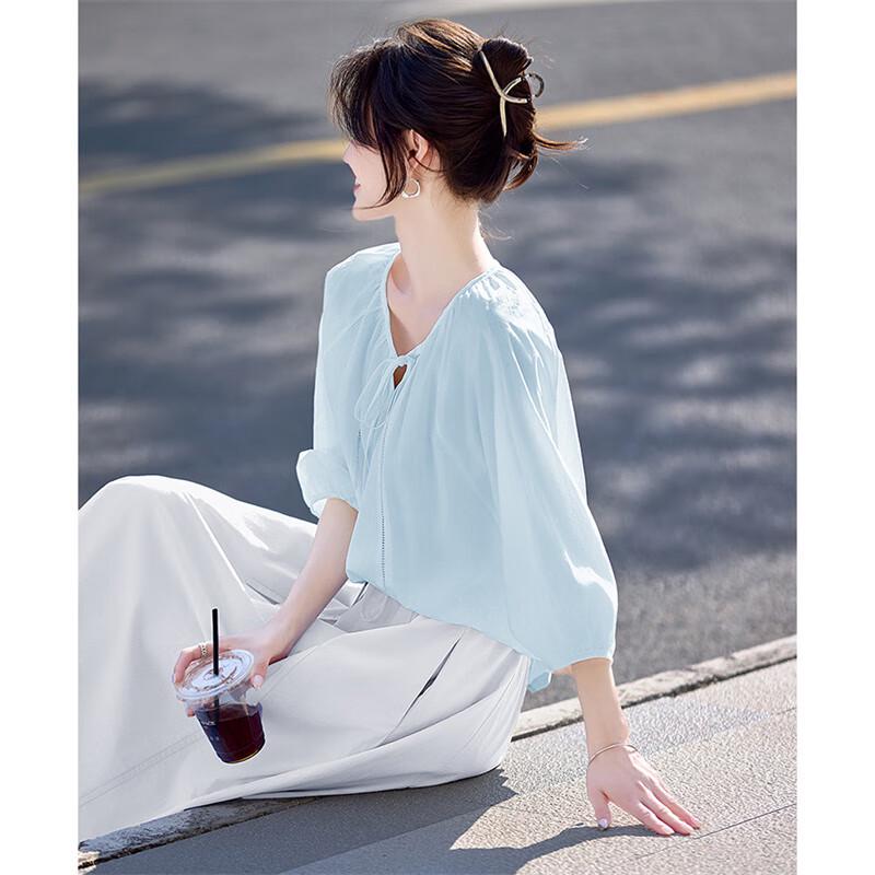 

Women s Lace Patchwork Seven-Sleeve Blouse XL