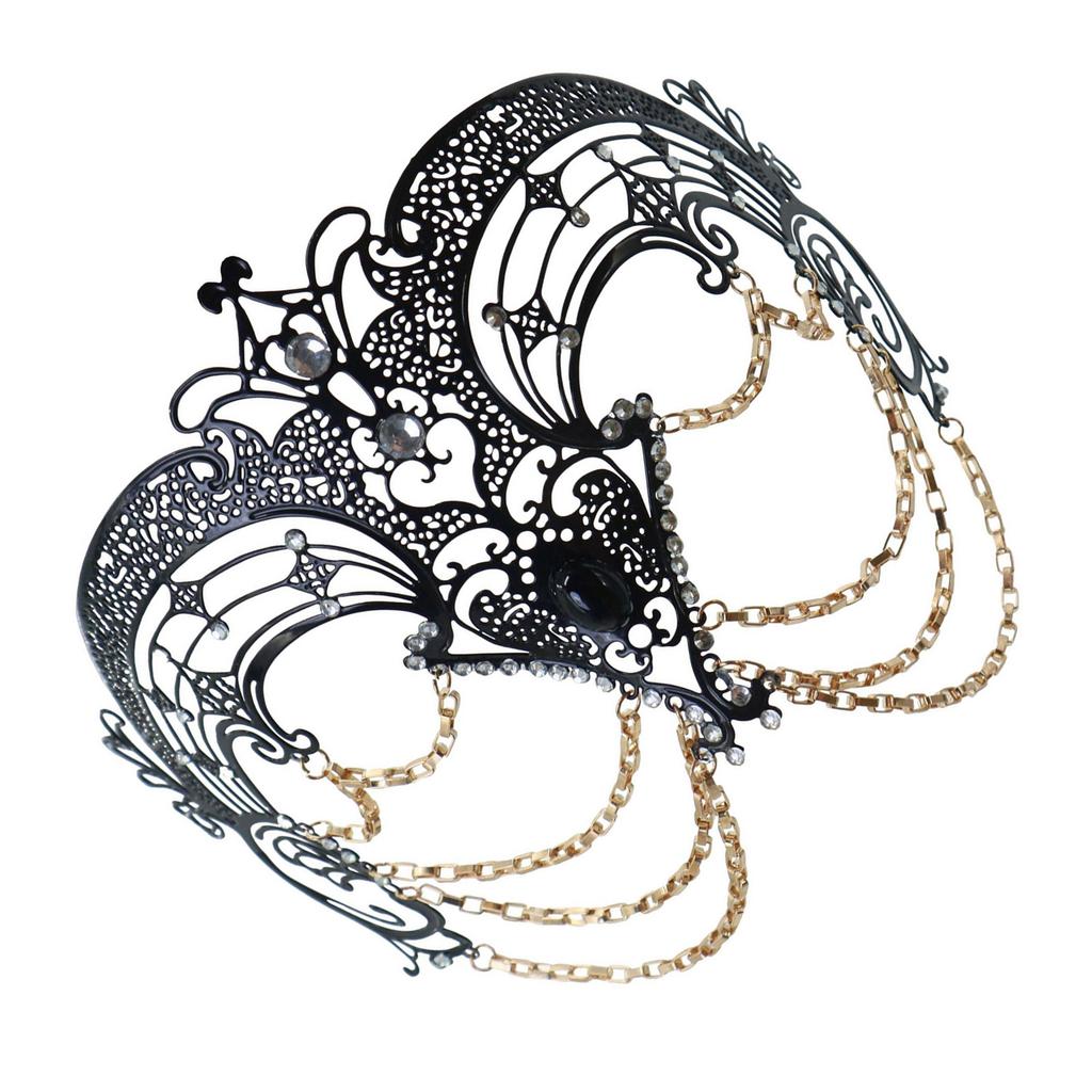 Metal Tassels Masquerade Mask with Rhinestones Masquerade Costume Accessories For Women Wedding Halloween Masquerade