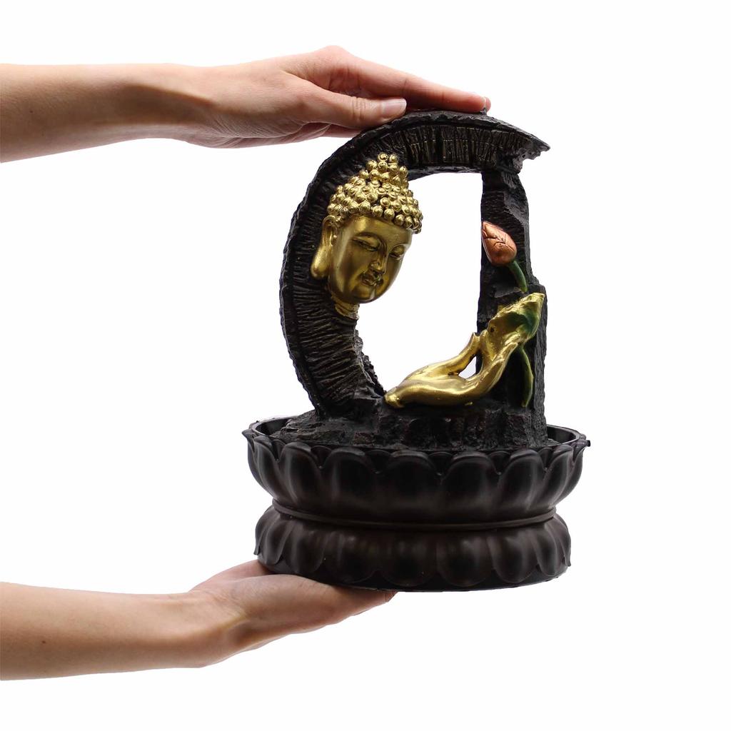 Tabletop Fountain 30cm Golden Buddha Lotus
