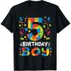 T-shirt 5ème Anniversaire Garçon - Bâtisseur Blocs de Construction 5 Ans