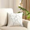 Simple Black White Couple Line Cushion Cover Reversible Plush Pillow Cover Soft Fluffy Home Decor for Sofa Bedroom