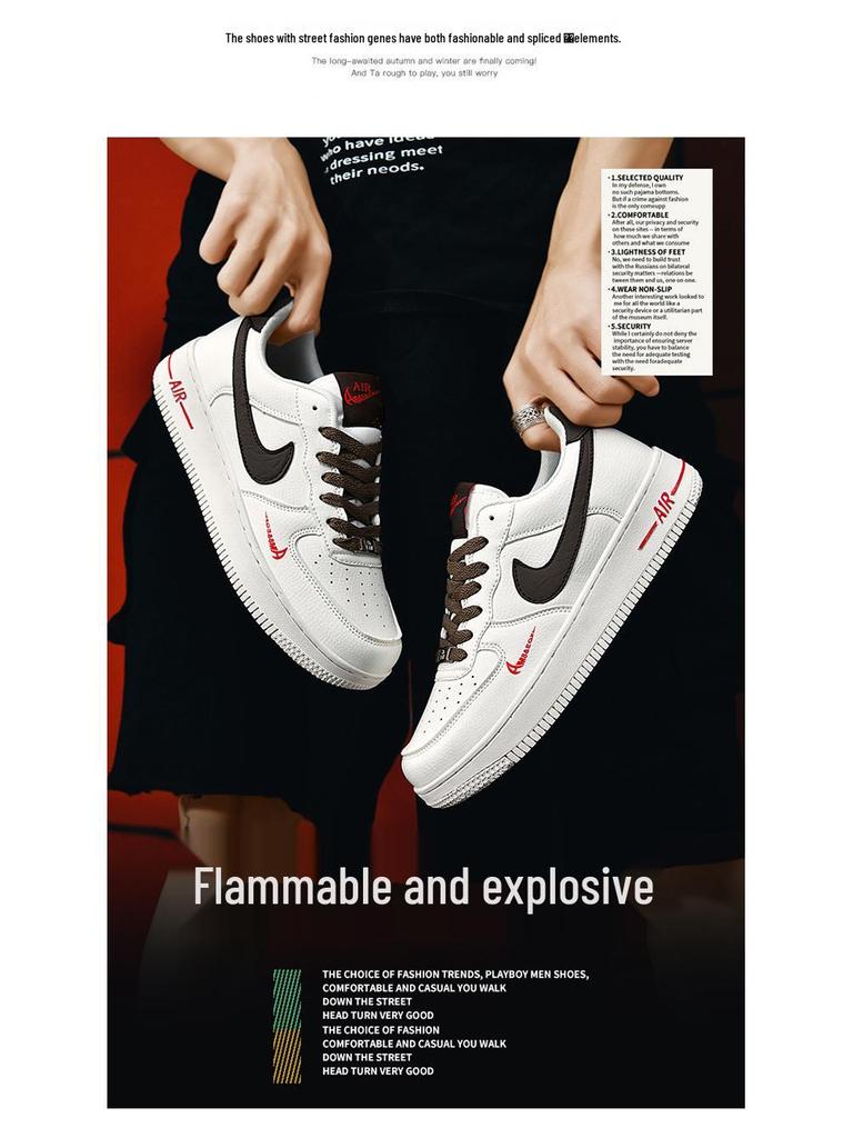 נעלי סניקרס יומיומיות רב-תכליתיות Putian AJ Air Force 1 נמוכות לבן/שחור/זהב לגברים ונשים