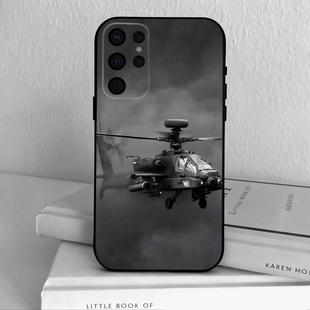 Apache AH-64 Helicopter G-Gunships Phone Case For Samsung S25,24,23,22,30,21,10,9,Ultra,Plus,Lite,FE,4,5 G Soft Black Case