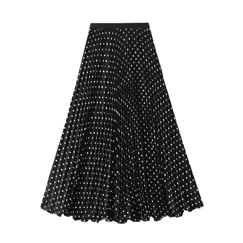 Elegant Polka Dot A-Line Pleated Skirt for Women - 2026 New Style, Casual & Slimming