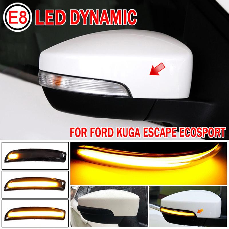1Pair Flowing Dynamic Indicator Turn Signal Light LED Side Wing Mirror Blinker For Ford Kuga II DM2 Van Escape EcoSport 2013-19