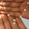 925 Sterling Silver Bracelet with Moissanite, 18K Gold Plated Flower & Round Cut Diamond Simulant Bracelet for Women