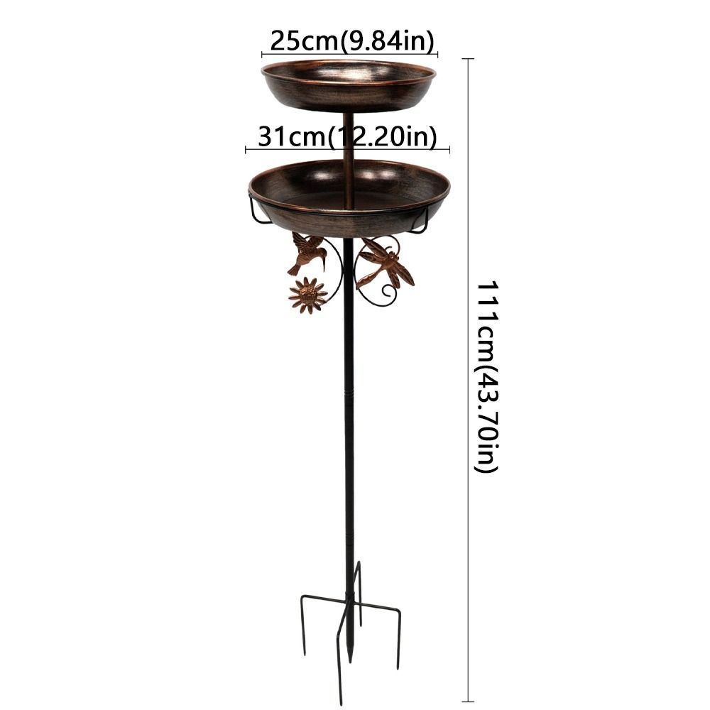 Sturdy Iron Bird Bath Feeder Double Layer Bird Water Drinker Bird Feeding Station Outdoor Garden