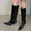 Fashion Winter New Fashion Knee-High Boots Women Pointed Toe Thin Low Heel Elegant Casual Ladies Pumps Shoes Long Botas Mujer